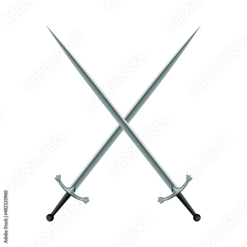 Two crossed swords gray on white background,vector illustration