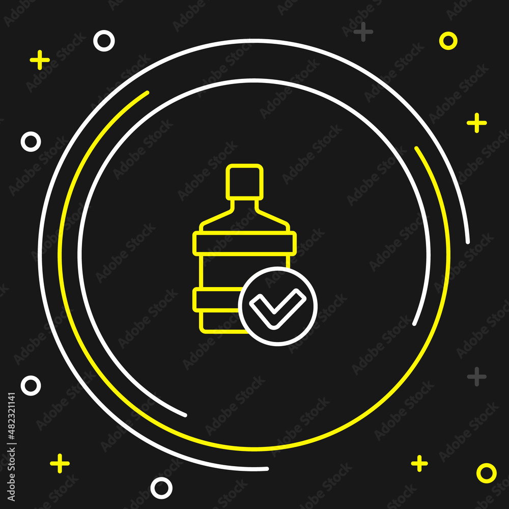 Line Big bottle with clean water icon isolated on black background. Plastic container for the cooler. Colorful outline concept. Vector Line Big bottle with clean water icon isolated on black background. Plastic container for the cooler. Colorful outline concept. Vector