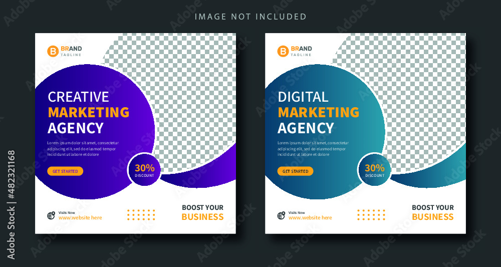 Digital marketing and corporate social media post banner and square corporate flyer template
