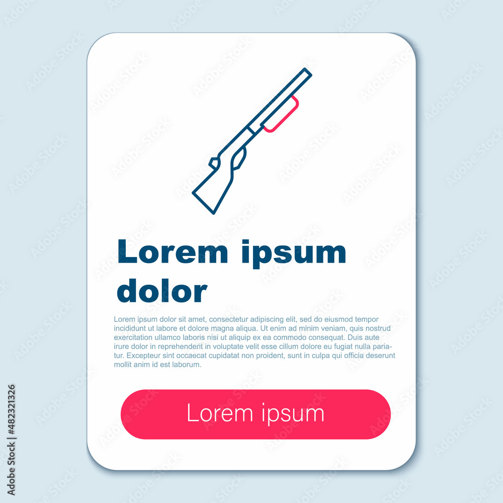 Fototapeta premium Line Hunting gun icon isolated on grey background. Hunting shotgun. Colorful outline concept. Vector
