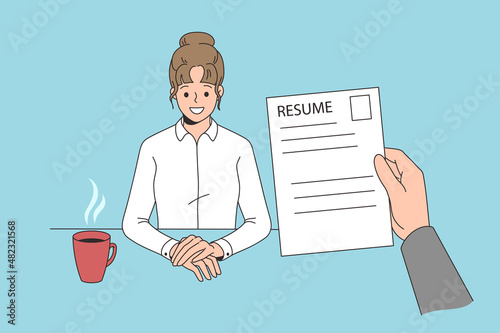 Job interview, employment process. Resume vector illustration