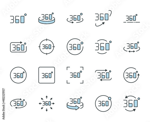 360 set line icons in flat design with elements for web site design and mobile apps.  Collection modern infographic logo and symbol. Web vector line pictogram