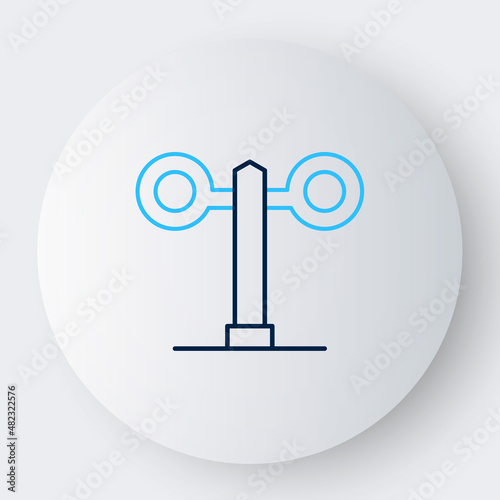 Line Train traffic light icon isolated on white background. Traffic lights for the railway to regulate the movement of trains. Colorful outline concept. Vector
