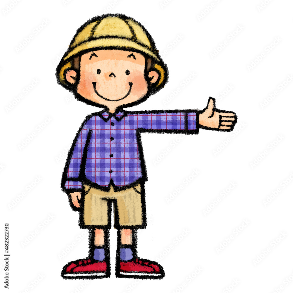 片手を広げる男の子
