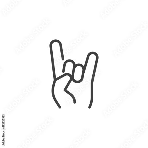 Rock hand gesture line icon