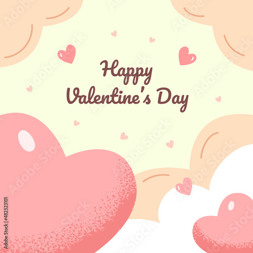 Flat design Valentine's Day concept, cute hearts illustration