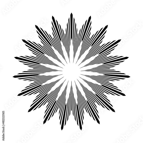 Abstract decorative geometric circle pattern in star shape.