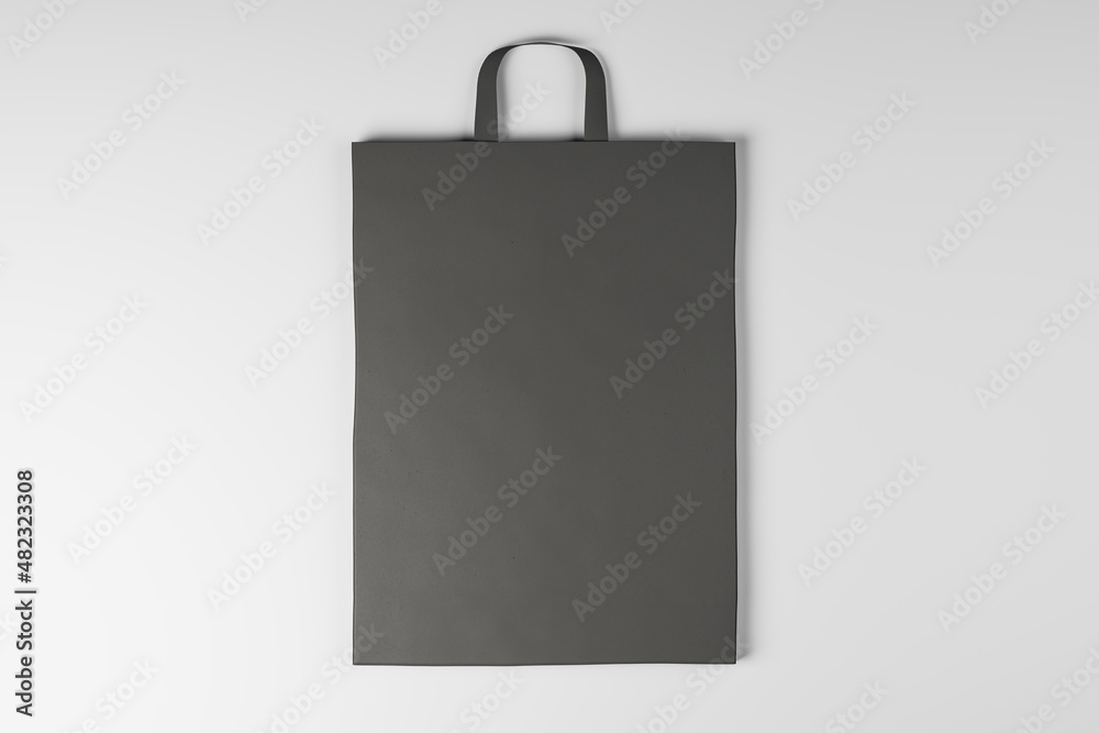 Close up of empty paper bag on white background. Mock up place for your advertisement or logo. 3D Rendering. Close up of empty paper bag on white background. Mock up place for your advertisement or logo. 3D Rendering.