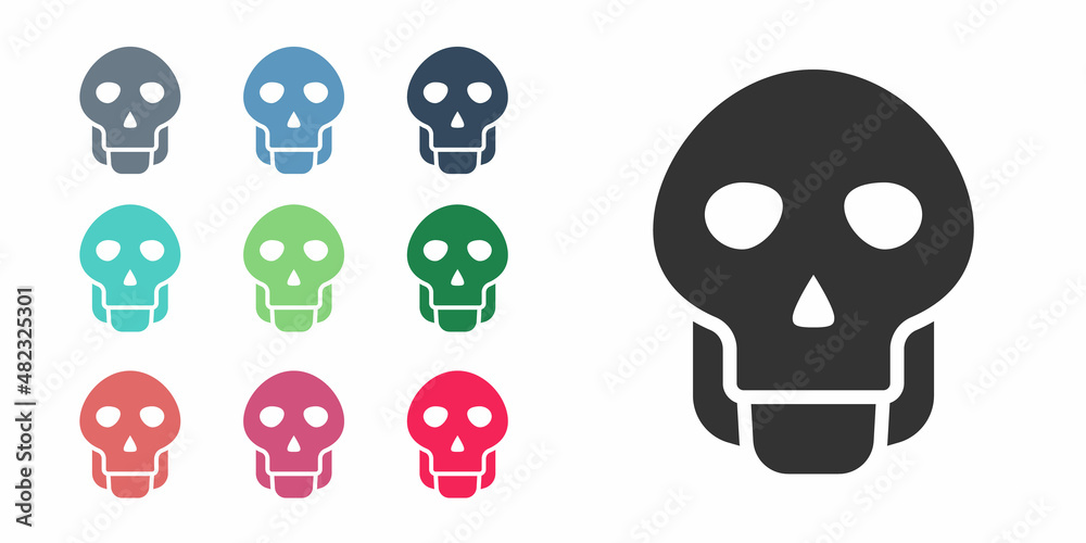 Black Skull icon isolated on white background. Happy Halloween party. Set icons colorful. Vector Black Skull icon isolated on white background. Happy Halloween party. Set icons colorful. Vector