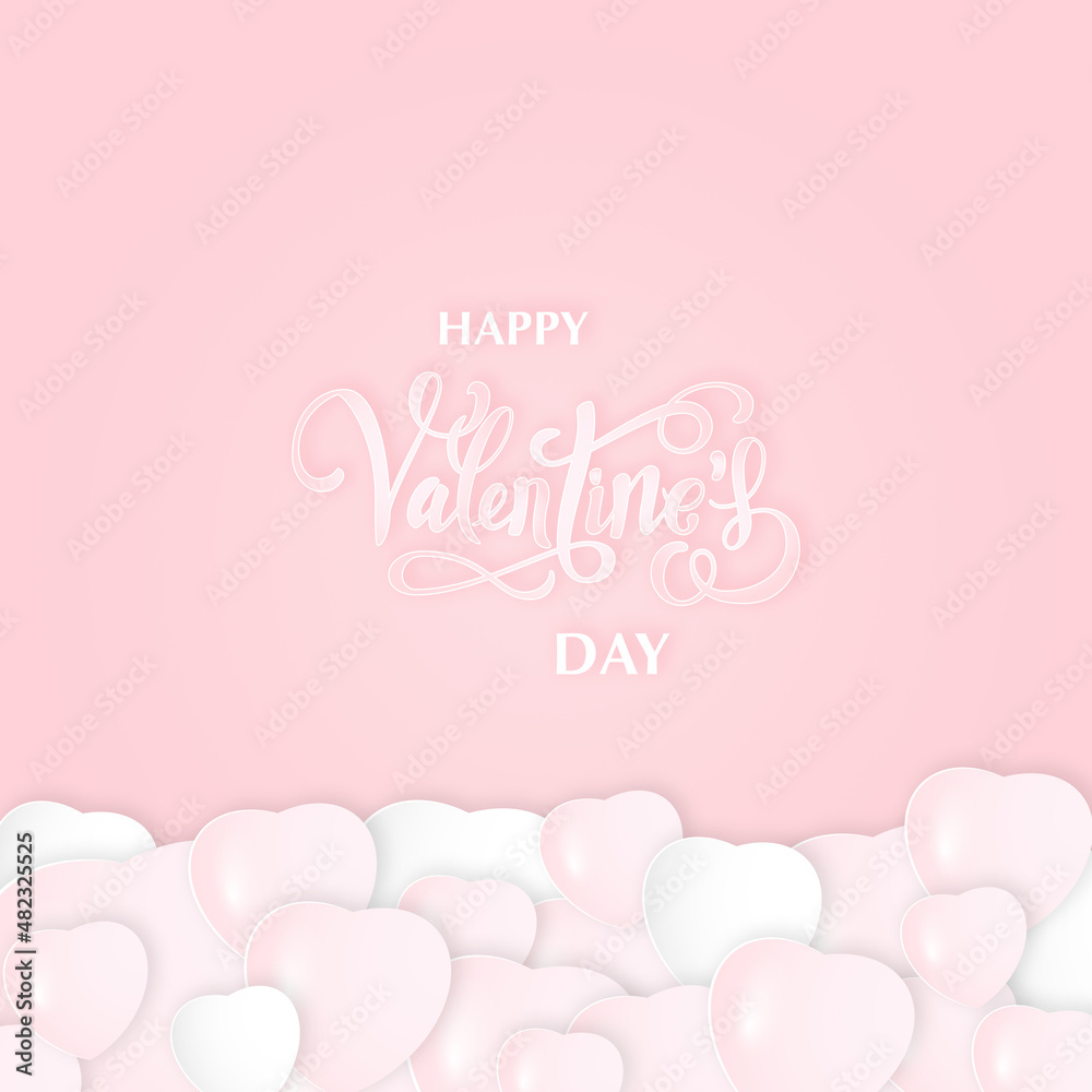 Valentines Day holiday banner with hearts and text