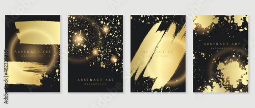 Luxury gold cover design vector. Background design with golden texture, marble, brush. Design for  wall art, invitation, wedding card, banners, vip card template.