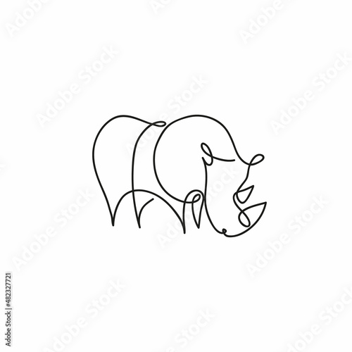 One line rhinoceros design silhouette. Hand drawn minimalism style vector illustration
