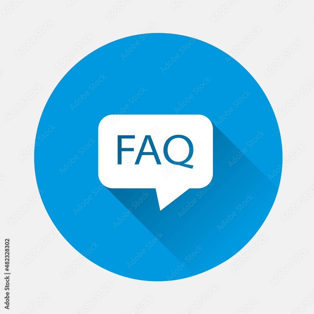 Faq- Frequently Asked Questions, human help icon on blue background. Flat image with long shadow. Layers grouped for easy editing illustration. For your design. Faq- Frequently Asked Questions, human help icon on blue background. Flat image with long shadow. Layers grouped for easy editing illustration. For your design.