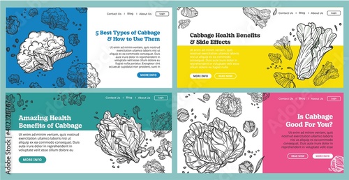 Healthy cabbage benefits concept, vector illustration