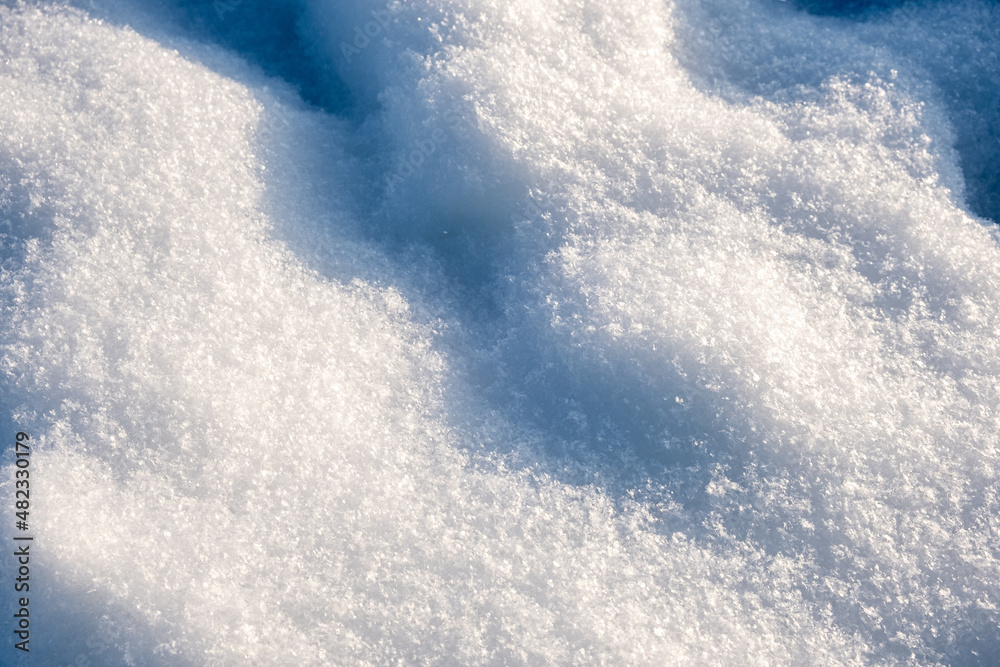 Glowing snow blanket in winter