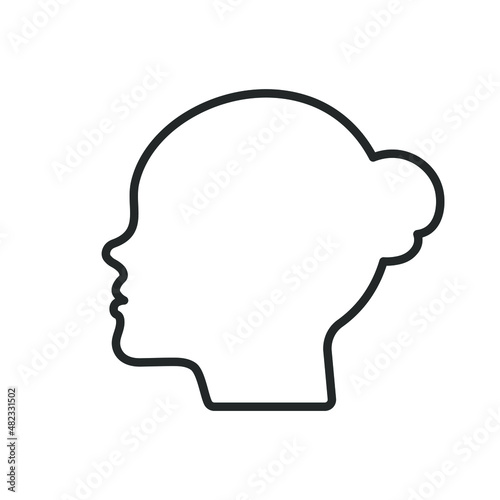 Human head face icon symbol shape. People avatar user login logo sign silhouette. Vector illustration image. Isolated on white background.