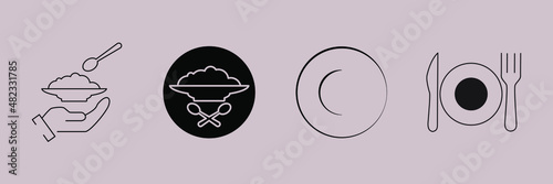 Φωτογραφία plate of food icons  symbol vector elements for infographic web