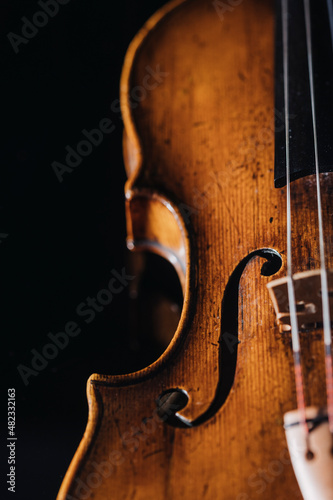 Close up of violin f-hole