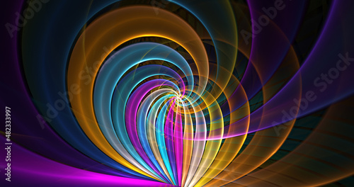 Abstract bright swirls of iridescent fractal shapes. Fantasy light background. Festive wallpaper.  Digital fractal art. 3d rendering.