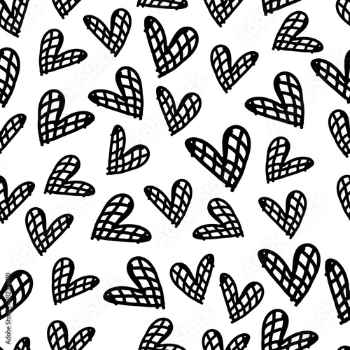 seamless valentine day pattern background with  ink heart like a waffle , valentine card