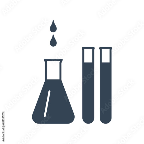 Vector black icon chemical laboratory equipment, flask, test tube