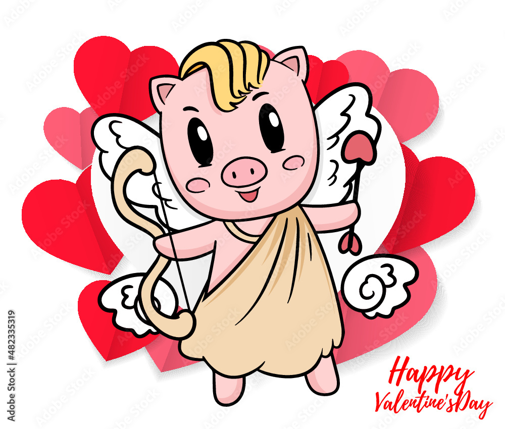Valentine piglet cute cartoon, hand drawn illustration Pig for Valentine day ,Pink Pig Lover vector for Valentine day ,Pig Character design for Valentine card. Valentine piglet cute cartoon, hand drawn illustration Pig for Valentine day ,Pink Pig Lover vector for Valentine day ,Pig Character design for Valentine card.