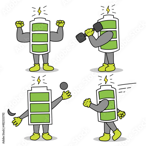 mascot set battery illustration for your business, sticker and clip art