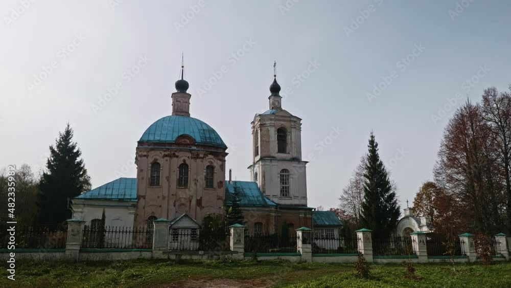 View of Novospasskoe estate in Smolensk region in autumn. Place of living of russian music composer Glinka. View of Novospasskoe estate in Smolensk region in autumn. Place of living of russian music composer Glinka.