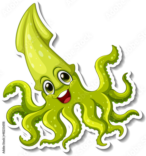 Squid sea animal cartoon sticker