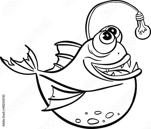 Line stun gun fish, marine stargazer symbol  hand drawn