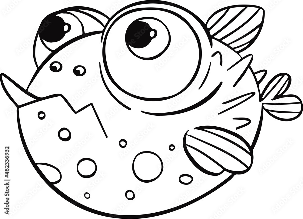 line marine fish ball symbol hand drawn line marine fish ball symbol hand drawn