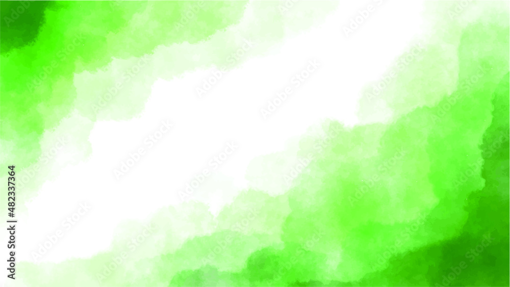 green frame cloudy abstract background vector watercolor digital painting