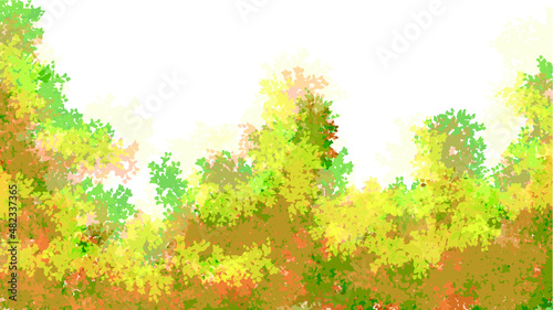 autumn trees abstract background orange watercolor digital painting vector