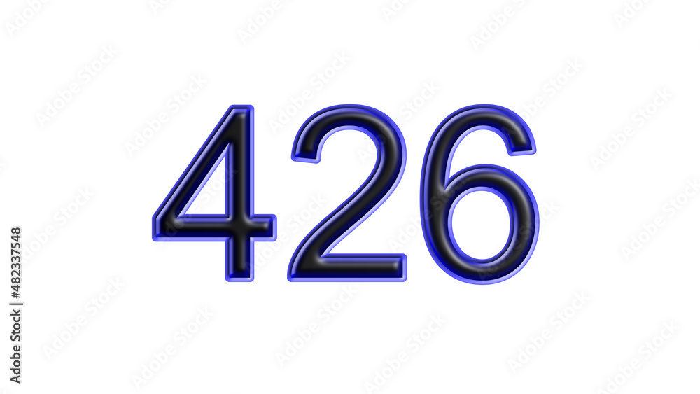 blue 426 number 3d effect white background
