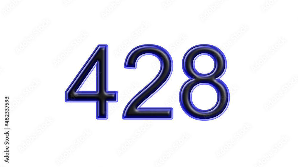 blue 428 number 3d effect white background blue 428 number 3d effect white background