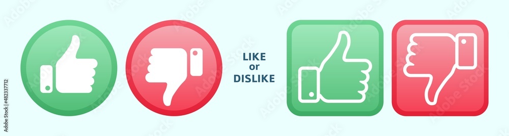 Like dislike logo icons. Thumbs up and down, social media approval marks. Super sign, disliking elements in round and square shapes, vector symbols Like dislike logo icons. Thumbs up and down, social media approval marks. Super sign, disliking elements in round and square shapes, vector symbols