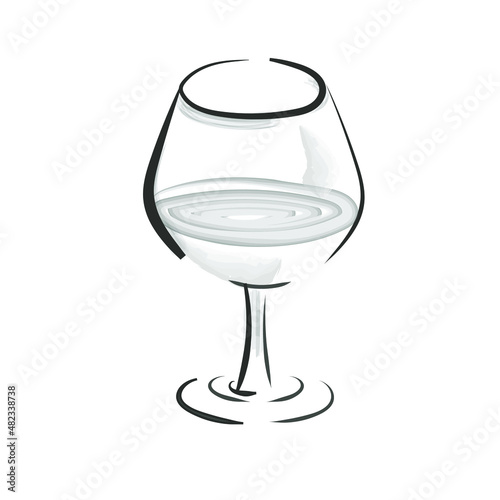 image of a glass. Vector illustration of a drink. contour black and white drawing of a wine glass.
