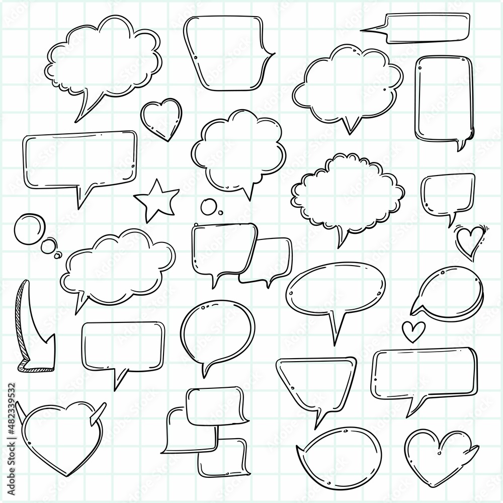 Fototapeta premium Hand drawn cartoon thinking shapes set sketch