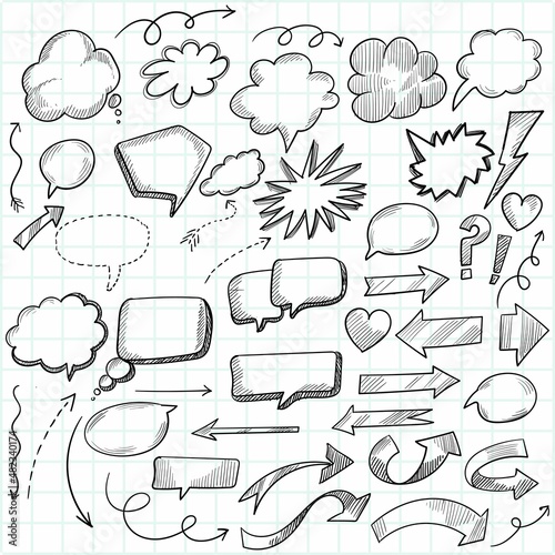 Hand drawn cartoon doodle speech bubbles sketch design