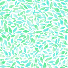 Sierkussen Turquoise patronen Naadloos bloemenpatroon met groene bladeren  © arwiyada