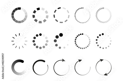 a large set of translucent loading icons. vector illustration