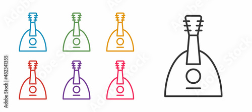 Set line Musical instrument balalaika icon isolated on white background. Set icons colorful. Vector