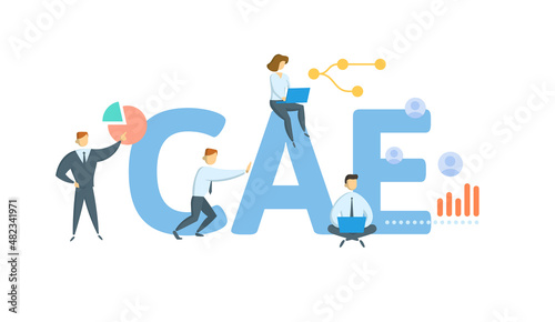 CAE, Certified Association Executive. Concept with keyword, people and icons. Flat vector illustration. Isolated on white.