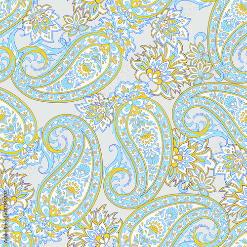 Paisley Floral oriental ethnic Pattern. Seamless Vector Ornament. Damask fabric patterns.