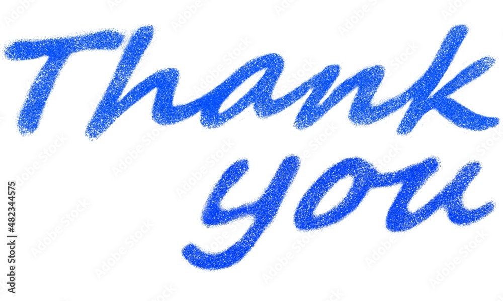 青のクレヨンで描かれた Thank You の文字イラスト Stock Illustration Adobe Stock