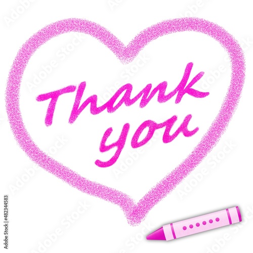 Wallpaper Mural ハートマークと「Thank you」の文字、ピンクのクレヨンで描かれたイラスト Torontodigital.ca