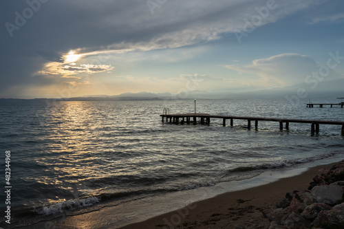 Sunset in Lazise on Lake Garda  Italy