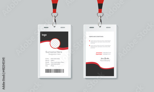 Simple and Red ID Card Design Template. Professional Identity Card Template Vector for Employee.
