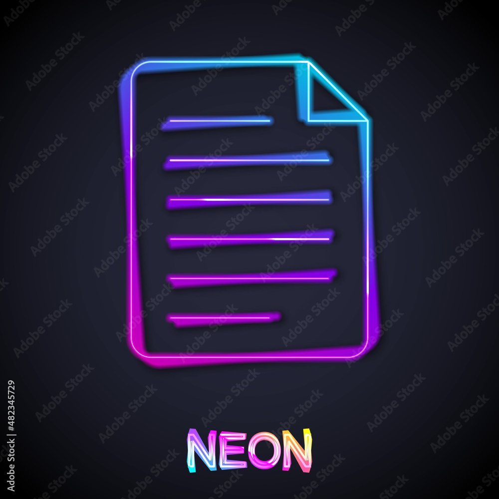 Glowing neon line File document icon isolated on black background. Checklist icon. Business concept. Vector Glowing neon line File document icon isolated on black background. Checklist icon. Business concept. Vector