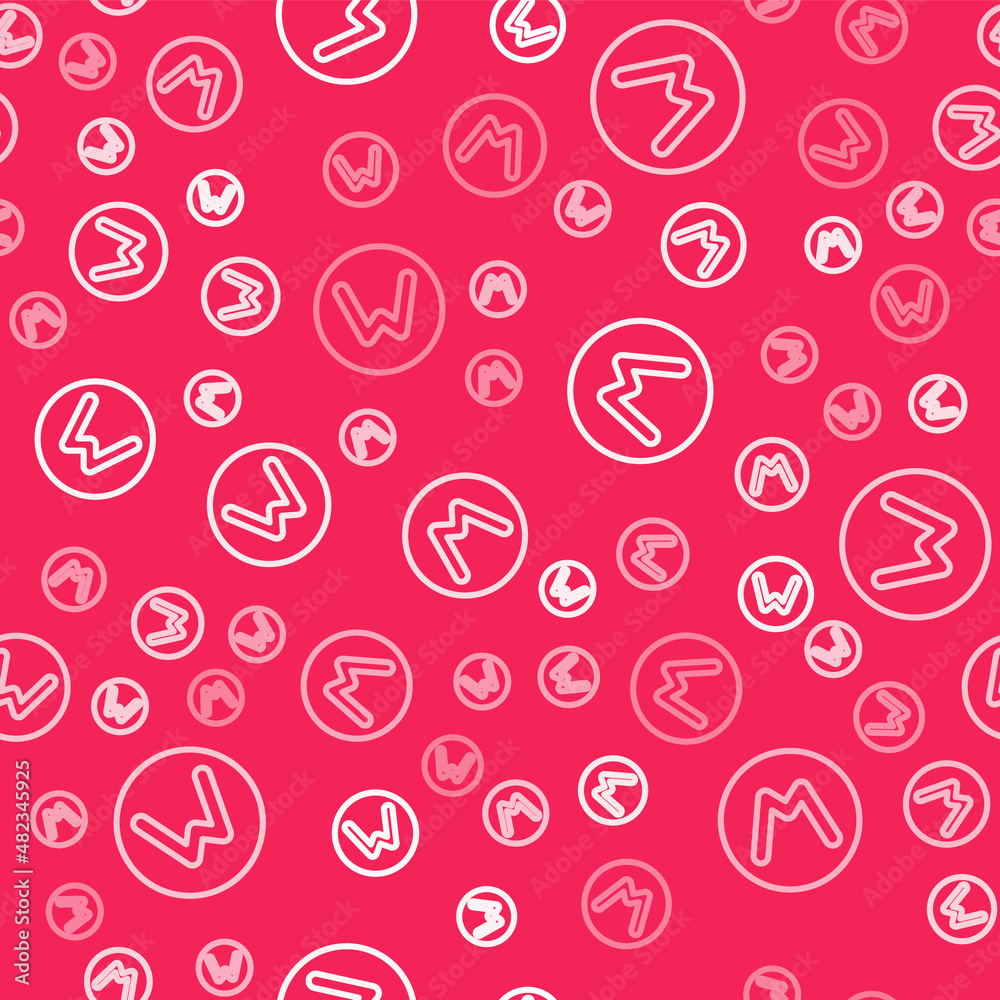 White line Compass north icon isolated seamless pattern on red background. Windrose navigation symbol. Wind rose sign. Vector White line Compass north icon isolated seamless pattern on red background. Windrose navigation symbol. Wind rose sign. Vector